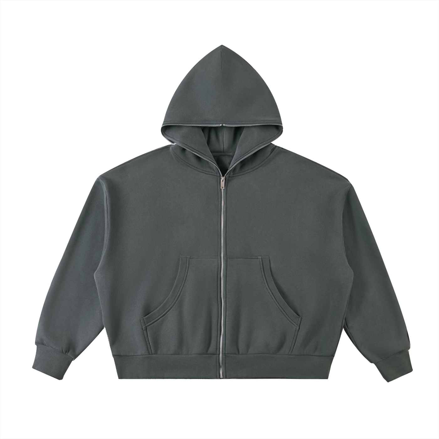 BYE BYE POLICE FULL-ZIP BOXY BLACK HOODIE