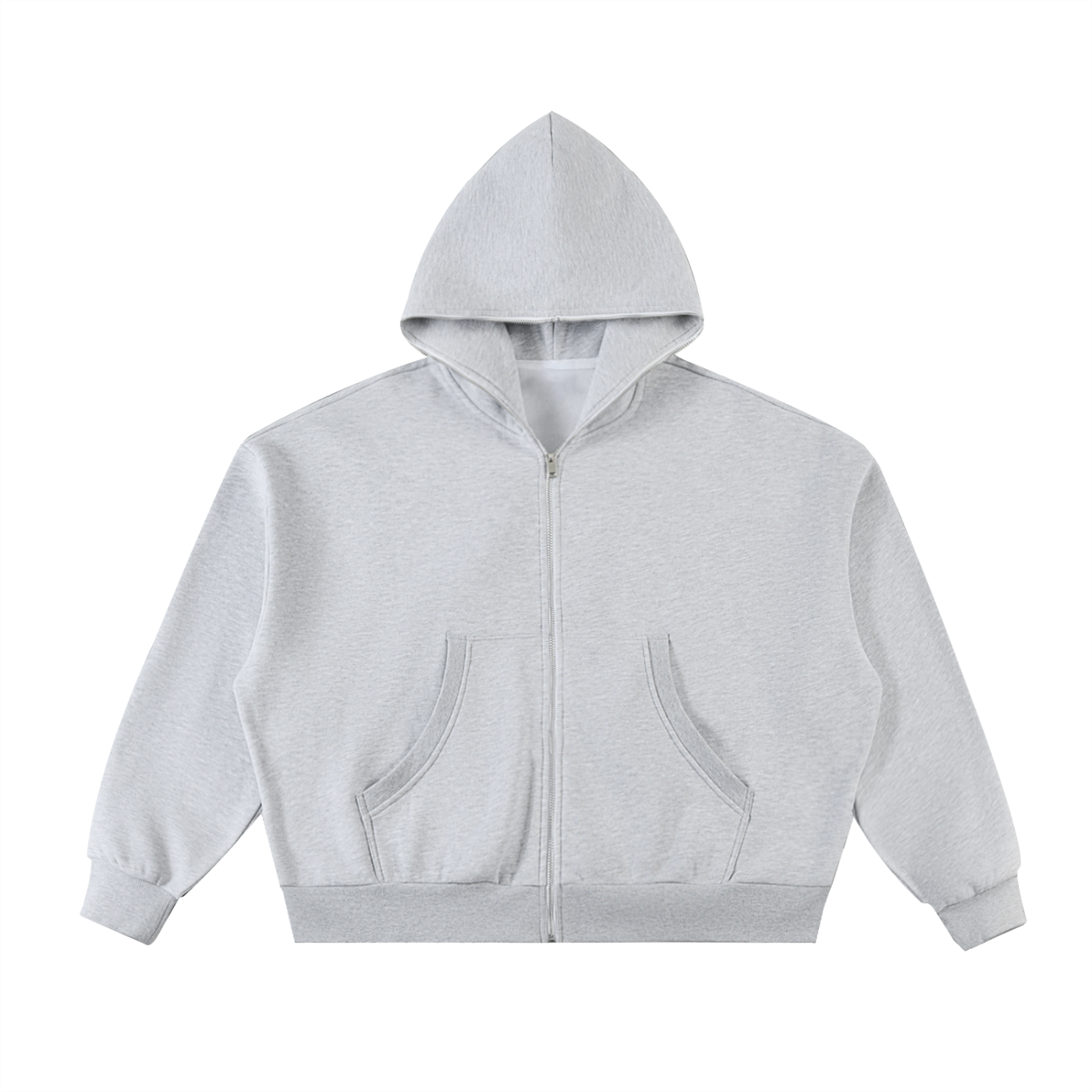 NO GOOD DRIFTING FULL-ZIP BOXY GREY HOODIE