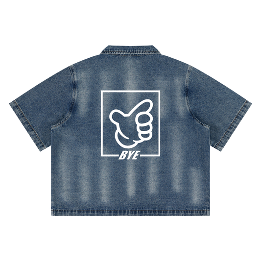 BYE BYE POLICE FULL-ZIP DENIM SHIRT