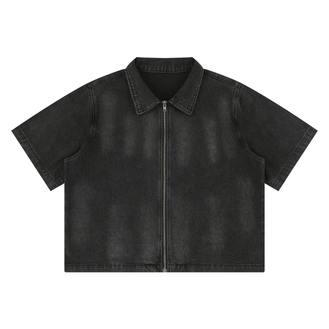 BYE BYE POLICE FULL-ZIP DENIM SHIRT