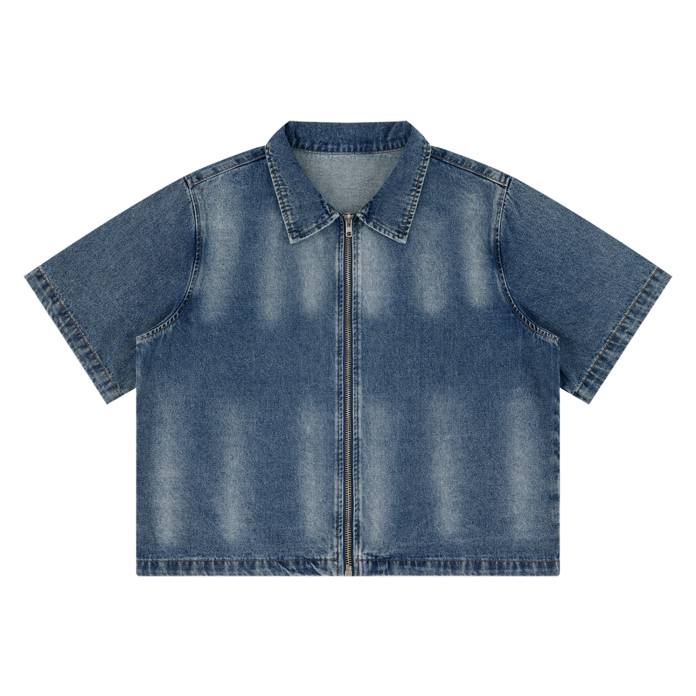BYE BYE POLICE FULL-ZIP DENIM SHIRT