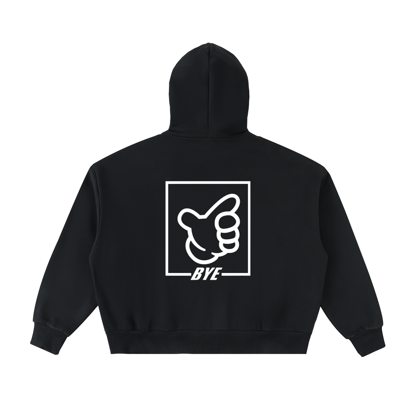BYE BYE POLICE FULL-ZIP BOXY BLACK HOODIE