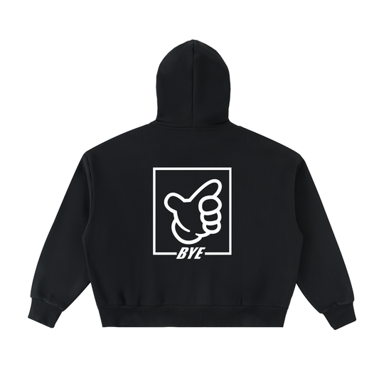 BYE BYE POLICE FULL-ZIP BOXY BLACK HOODIE